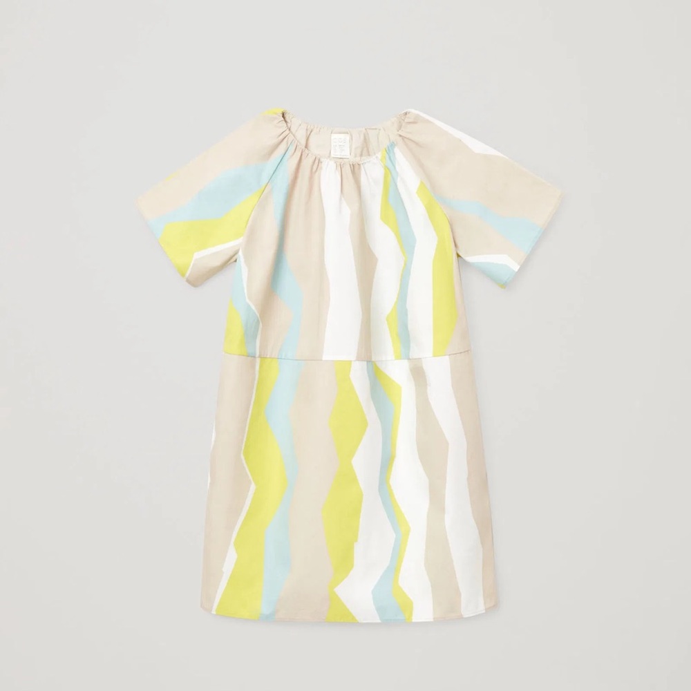 COS Beige and Yellow Geometric Dress girls 8-10 y